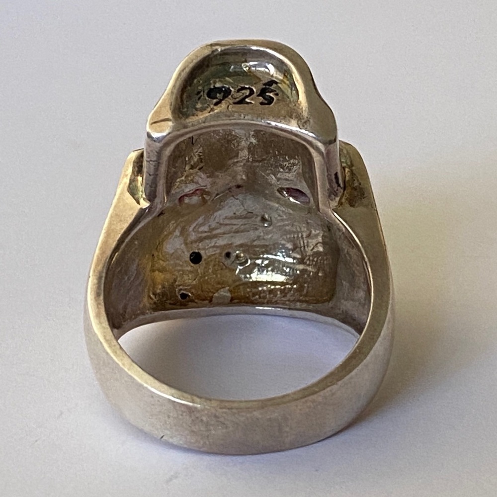 925 Silver stars skull bike biker ring cz stone - Picture 4 of 5